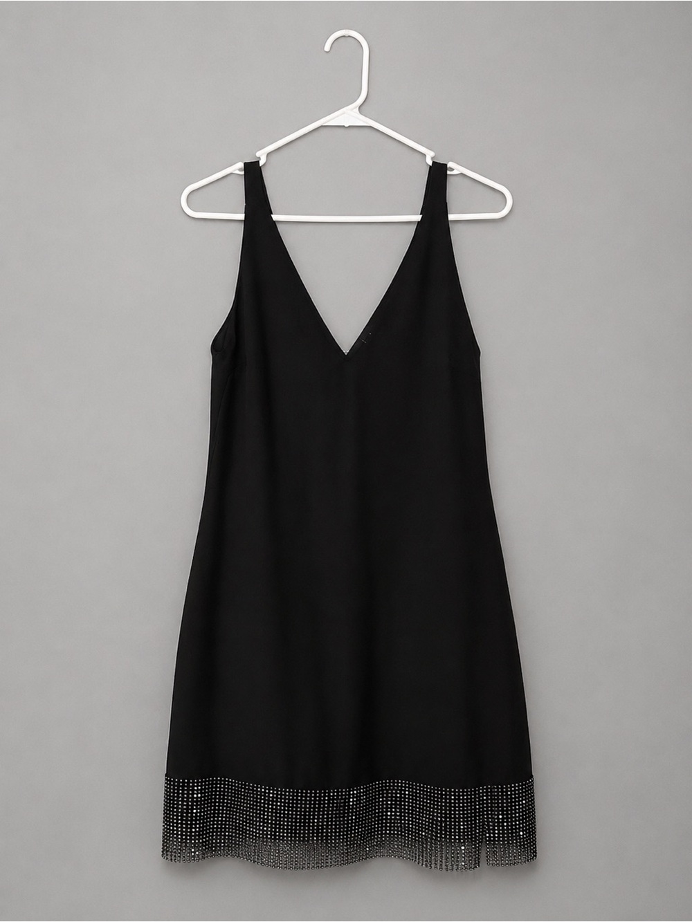 Lulus Black Rhinestone Hem Mini Dress Size Large